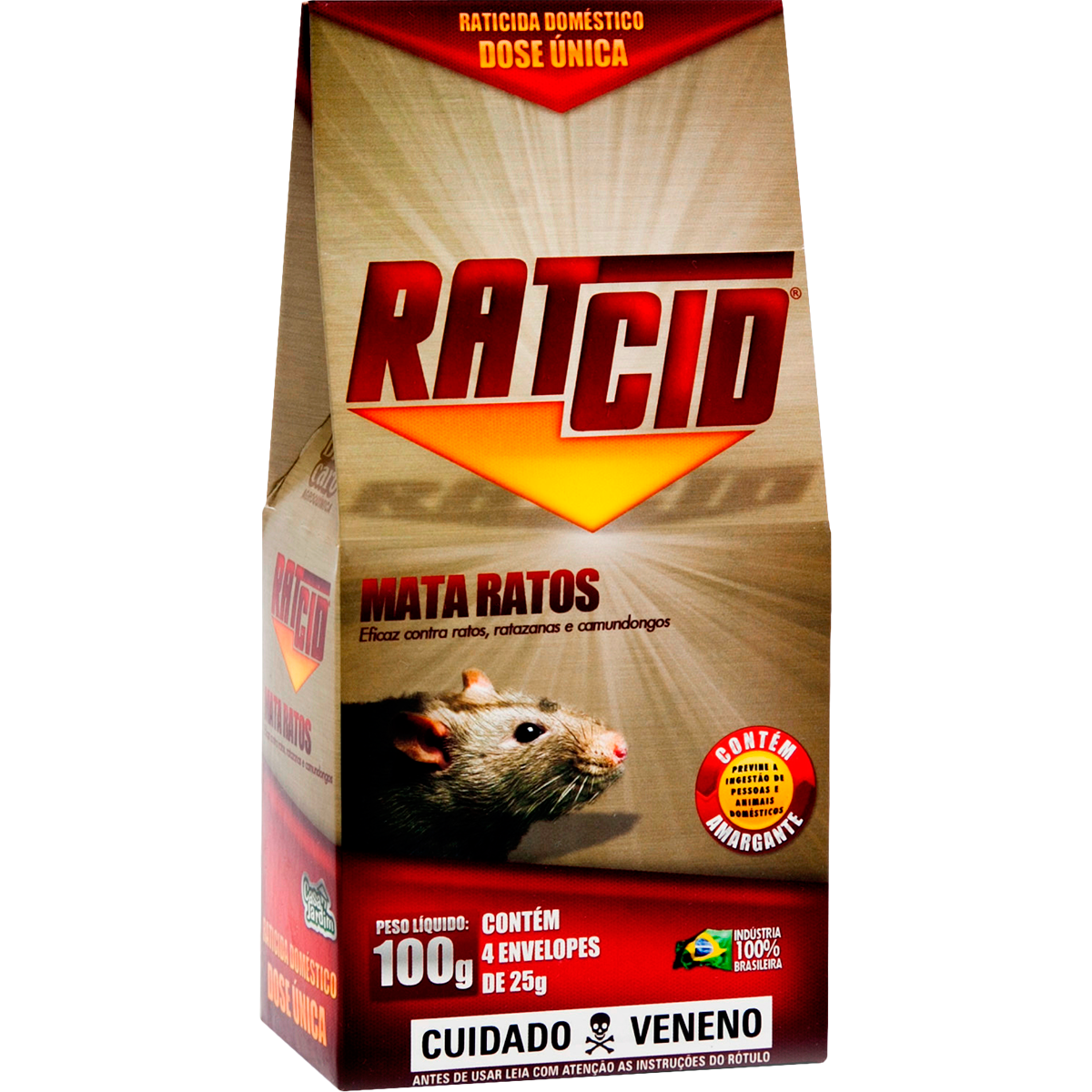 Raticida Raticid Granulado C&J - Caixa com 48 x ( 4x 25g)