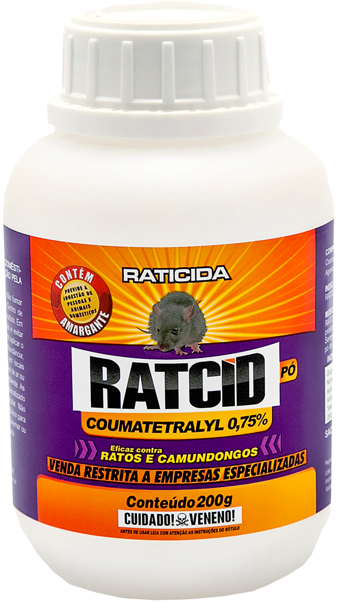 Raticida Pó Coumatetralil - Cx. c/ (12 x 200g).
